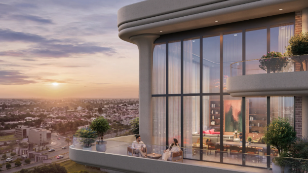 : Luxury corner residence at One Edition by One Homes in Lahore featuring panoramic city views, expansive balconies and premium contemporary architecture designed for high-end urban living.