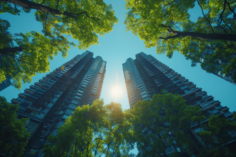  Photorealistic tree with branches and trunk, representing sustainability and eco-friendly real estate.